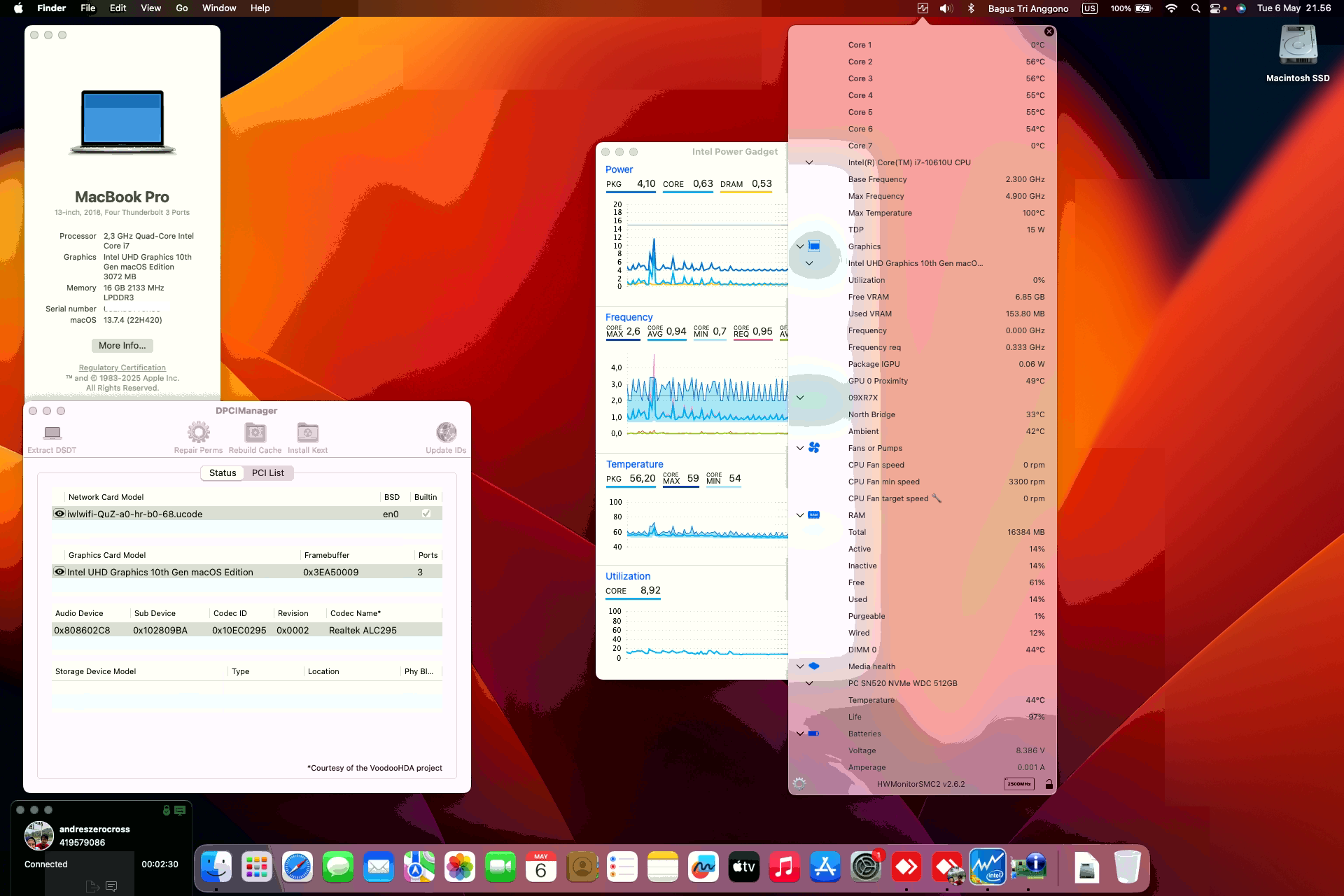Success Hackintosh macOS Ventura 13.7.4 Build 22H420 in Dell Latitude 7210 Tablet 2 In 1